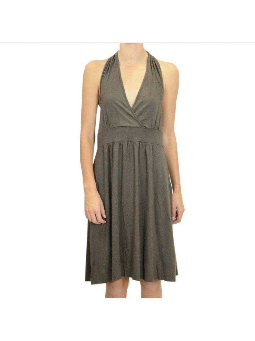 NWT Three Dots Taupe Jersey Halter Dress